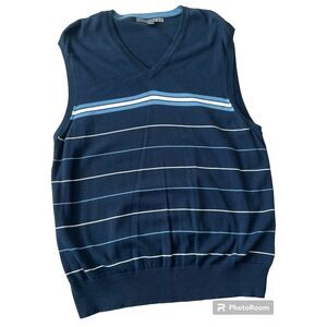 Old Navy Sweater Vest Men's Size Large Blue V-Neck Normcore Preppy Causal